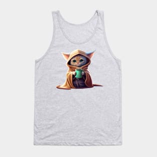 Grogu Kitten Star Wars Mandalorian Baby Yoda Cute Adorable Fan Art Star Wars Gift for Cat Lovers Tank Top